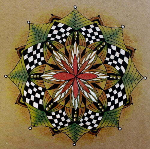 © Marie Browning. Irojiten Colored Pencils and a white gel pen on kraft paper.