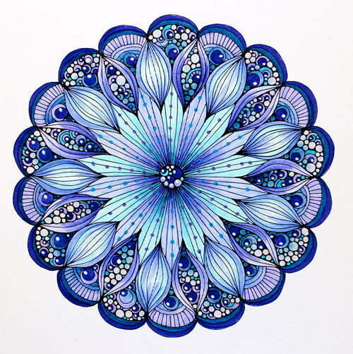 Colorful Mandala and Zentangle Drawings  Mandala art lesson, Gel pen art,  Zentangle drawings