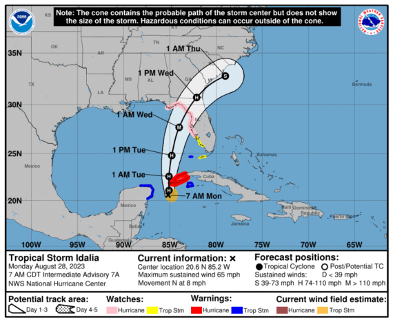 Hurricane Idahlia's projected path