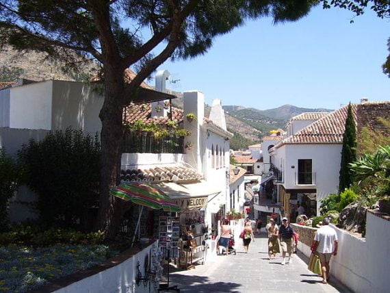 A street in Mijas, Malaga, Spain, courtesy of Wikipedia