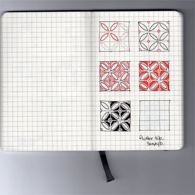 Sakura Zentangle Tiles - Wallet of 15 Zendala Circles - 6 Different Designs