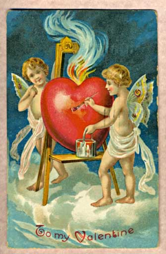 Scan of a Valentine greeting card dated 1909