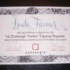 Linda Farmer CZT certificate, October 2011