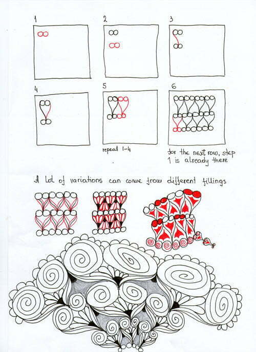 Steps for drawing Ksenija Vojisavljevic's Llilly tangle pattern