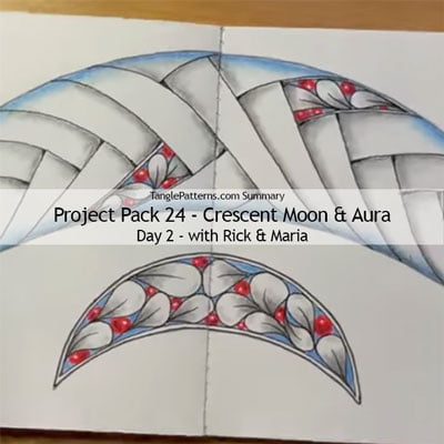 Zentangle® Project Pack 24 - Crescent Moon and Aura, Day 2