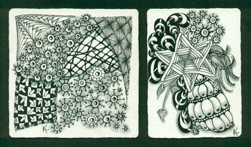 Zentangle tile and ATC by Kate Ahrens