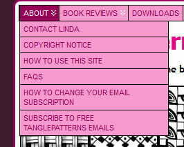 The ABOUT menu is located at the top left of every page on the site.