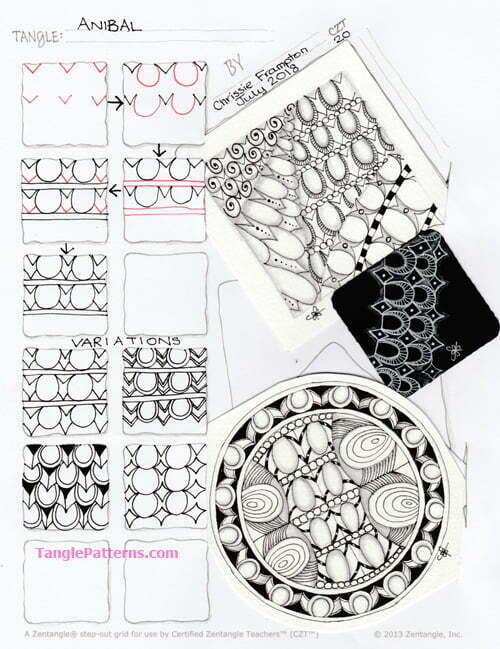 How to draw the tangle pattern Anibal, tangle and deconstruction by CZT Chrissie Frampton