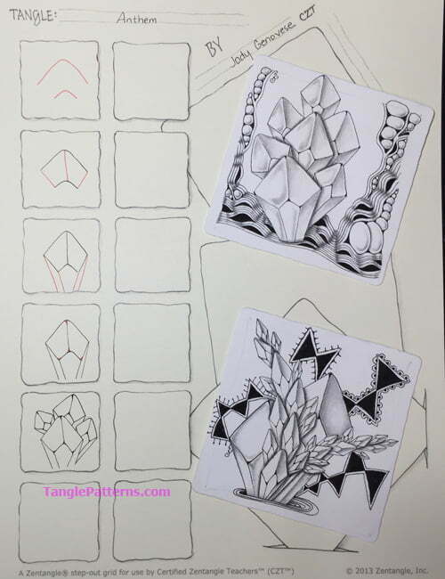 How to draw the Zentangle pattern Anthem, tangle and deconstruction by Jody Genovese. Image copyright the artist and used with permission, ALL RIGHTS RESERVED.
