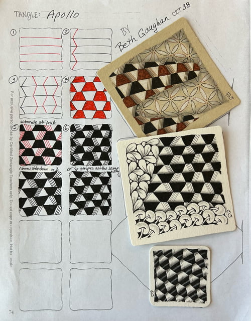 How to draw the Zentangle pattern Apollo, tangle and deconstruction by Beth Gaughan. Image copyright the artist and used with permission, ALL RIGHTS RESERVED.