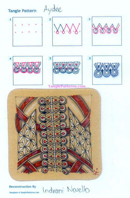 How to draw the Zentangle pattern Aydee, tangle and deconstruction by Indrani Novello. Image copyright the artist and used with permission, ALL RIGHTS RESERVED.