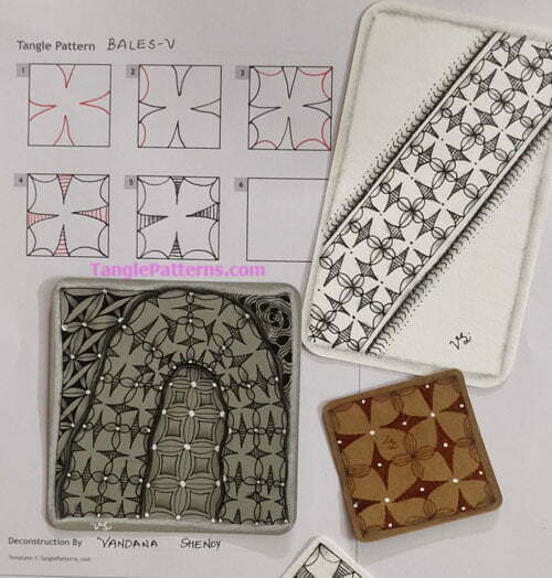 How to draw the Zentangle pattern Bales-V, tangle and deconstruction by Vandana Shenoy. Image copyright the artist and used with permission, ALL RIGHTS RESERVED.
