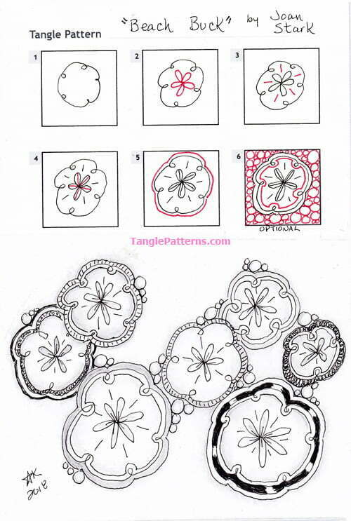 How to draw the Zentangle pattern Beach Buck, tangle and deconstruction by Joan Stark. Image copyright the artist and used with permission, ALL RIGHTS RESERVED.