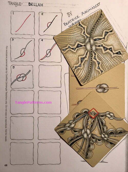 How to draw the Zentangle pattern Bellah, tangle and deconstruction by Beatrice Aronas. Image copyright the artist and used with permission, ALL RIGHTS RESERVED.
