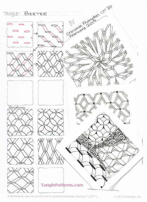 How to draw the Zentangle pattern Bertee, tangle and deconstruction by Chrissie Frampton. Image copyright the artist and used with permission, ALL RIGHTS RESERVED.