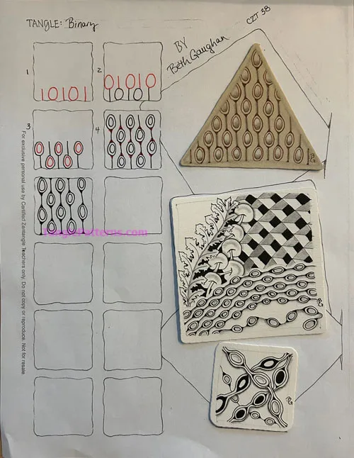 How to draw the Zentangle pattern Binary, tangle and deconstruction by Beth Gaughan. Image copyright the artist and used with permission, ALL RIGHTS RESERVED.