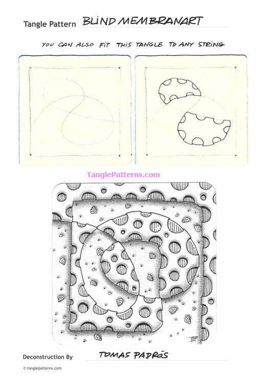 How to draw the Zentangle pattern Blind Membranart, tangle and deconstruction by CZT Tomàs Padrós. Image copyright the artist and used with permission, ALL RIGHTS RESERVED.