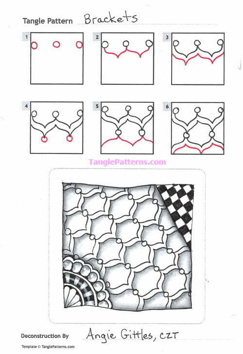 How to draw the Zentangle pattern Brackets, tangle and deconstruction by Angie Gittles. Image copyright the artist and used with permission, ALL RIGHTS RESERVED.