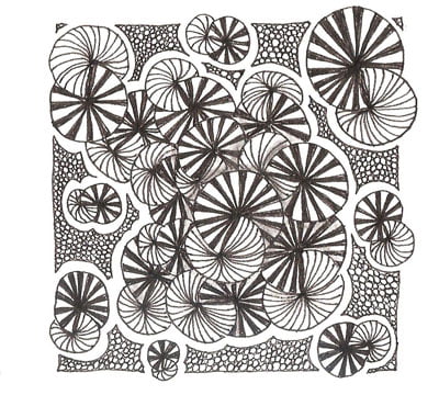 Adele Bruno's monotangle Zentangle featuring Cack