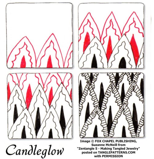 How to draw the Zentangle pattern Candleglow, tangle and deconstruction by Suzanne McNeill. Image copyright Suzanne McNeill and Fox Chapel Publishing and used with permission, ALL RIGHTS RESERVED. How to draw the Zentangle pattern Candleglow, tangle and deconstruction by Suzanne McNeill. Image copyright Suzanne McNeill and Fox Chapel Publishing and used with permission, ALL RIGHTS RESERVED.
