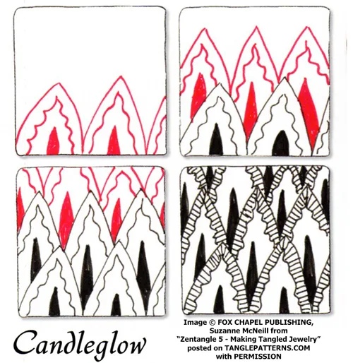 How to draw the Zentangle pattern Candleglow, tangle and deconstruction by Suzanne McNeill. Image copyright Suzanne McNeill and Fox Chapel Publishing and used with permission, ALL RIGHTS RESERVED.