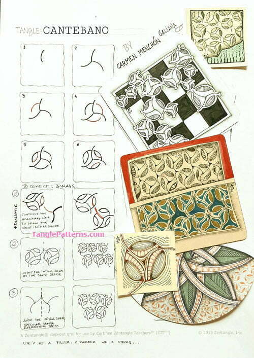How to draw the Zentangle pattern Cantebano, tangle and deconstruction by Carmen Menchón. Image copyright the artist and used with permission, ALL RIGHTS RESERVED.