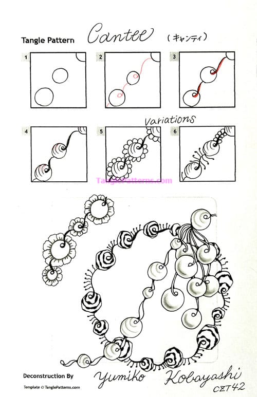 How to draw the Zentangle pattern Cantee, tangle and deconstruction by Yumiko Kobayashi. Image copyright the artist and used with permission, ALL RIGHTS RESERVED. How to draw the Zentangle pattern Cantee, tangle and deconstruction by Yumiko Kobayashi. Image copyright the artist and used with permission, ALL RIGHTS RESERVED.