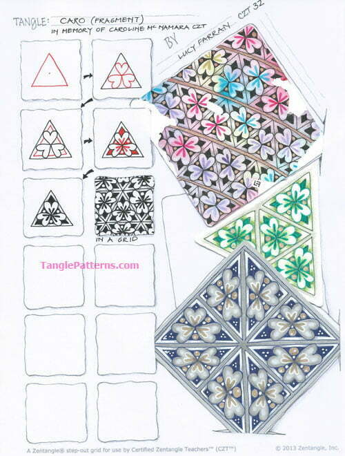 How to draw the Zentangle pattern Caro, tangle and deconstruction by Lucy Farran. Image copyright the artist and used with permission, ALL RIGHTS RESERVED.