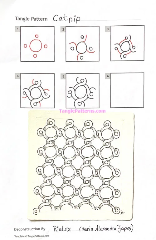 How to draw the Zentangle pattern Catnip, tangle and deconstruction by Maria Alexandra Japes. Image copyright the artist and used with permission, ALL RIGHTS RESERVED. How to draw the Zentangle pattern Catnip, tangle and deconstruction by Maria Alexandra Japes. Image copyright the artist and used with permission, ALL RIGHTS RESERVED.