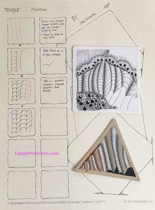 How to draw the Zentangle pattern Checkmate, tangle and deconstruction by Jody Genovese. Image copyright the artist and used with permission, ALL RIGHTS RESERVED.