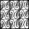 Zentangle pattern: Croissant. Image © Linda Farmer and TanglePatterns.com. ALL RIGHTS RESERVED. You may use this image for your personal non-commercial reference only. The unauthorized pinning, reproduction or distribution of this copyrighted work is illegal.