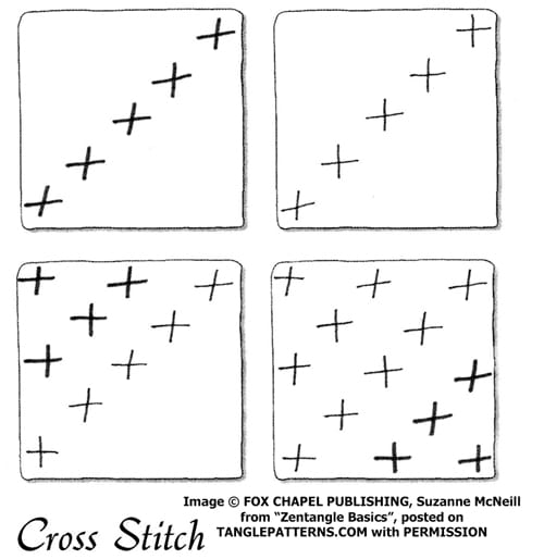 How to draw the Zentangle pattern Cross Stitch tangle and deconstruction by Suzanne McNeill. Image copyright Suzanne McNeill and Fox Chapel Publishing and used with permission, ALL RIGHTS RESERVED. How to draw the Zentangle pattern Cross Stitch tangle and deconstruction by Suzanne McNeill. Image copyright Suzanne McNeill and Fox Chapel Publishing and used with permission, ALL RIGHTS RESERVED.