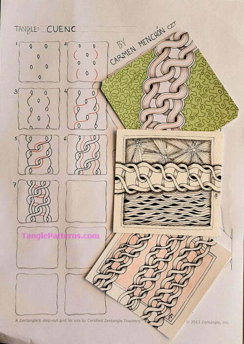 How to draw the Zentangle pattern Cuenc, tangle and deconstruction by Carmen Menchón. Image copyright the artist and used with permission, ALL RIGHTS RESERVED.