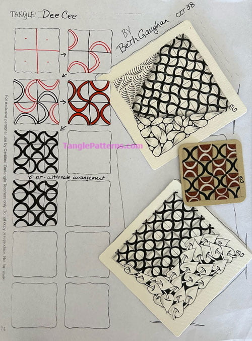 How to draw the Zentangle pattern DeeCee, tangle and deconstruction by Beth Gaughan. Image copyright the artist and used with permission, ALL RIGHTS RESERVED.