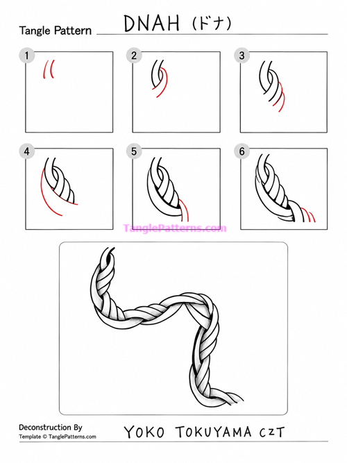 How to draw the Zentangle pattern Dnah, tangle and deconstruction by Yoko Tokuyama. Image copyright the artist and used with permission, ALL RIGHTS RESERVED. How to draw the Zentangle pattern Dnah, tangle and deconstruction by Yoko Tokuyama. Image copyright the artist and used with permission, ALL RIGHTS RESERVED.