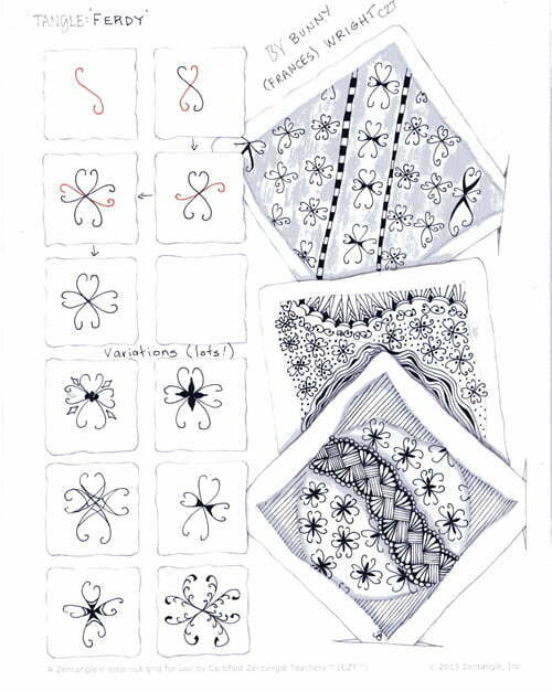 How to draw CZT Bunny Wright's Zentangle pattern: Ferdy