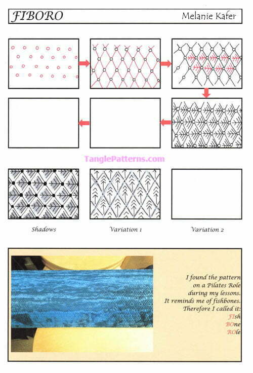 How to draw the Zentangle pattern Fiboro, tangle and deconstruction by Melanie Käfer. Image copyright the artist and used with permission, ALL RIGHTS RESERVED.