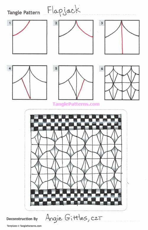 How to draw the Zentangle pattern Flapjack, tangle and deconstruction by Angie Gittles. Image copyright the artist and used with permission, ALL RIGHTS RESERVED.