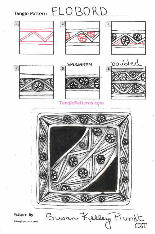 How to draw the Zentangle pattern Flobord, tangle and deconstruction by Susan Kelley Pundt. Image copyright the artist and used with permission, ALL RIGHTS RESERVED.