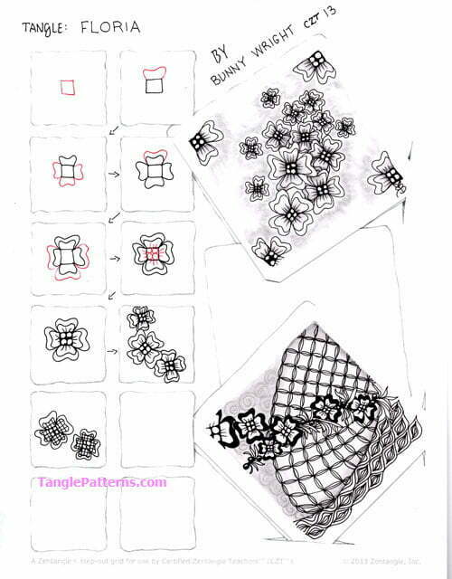 How to draw the Zentangle pattern Floria, tangle and deconstruction by Bunny Wright. Image copyright the artist and used with permission, ALL RIGHTS RESERVED.
