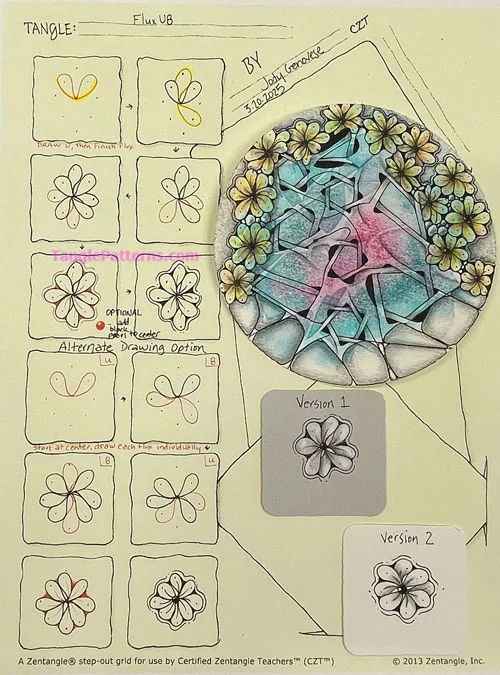 How to draw the Zentangle pattern Fluxu8, tangle and deconstruction by Jody Genovese. Image copyright the artist and used with permission, ALL RIGHTS RESERVED. How to draw the Zentangle pattern Fluxu8, tangle and deconstruction by Jody Genovese. Image copyright the artist and used with permission, ALL RIGHTS RESERVED.