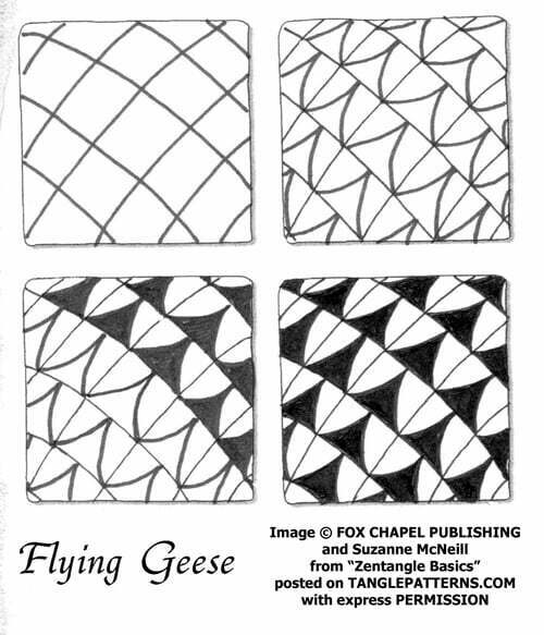 Zentangle pattern: Flying Geese. © Suzanne McNeill and Fox Chapel Publishing. ALL RIGHTS RESERVED. You may use this image for your personal non-commercial reference only. Republishing or redistributing IN ANY FORM including pinning is prohibited under law without express permission.