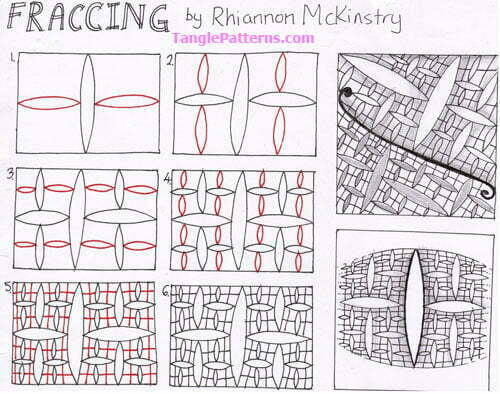 How to draw the Zentangle pattern Fraccing, tangle and deconstruction by Rhiannon McInstry. Image copyright the artist and used with permission, ALL RIGHTS RESERVED.