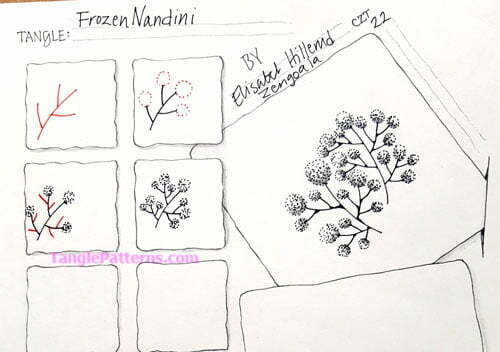 How to draw the Zentangle pattern Frozen Nandini, tangle and deconstruction by Elisabet Hillerud. Image copyright the artist and used with permission, ALL RIGHTS RESERVED.