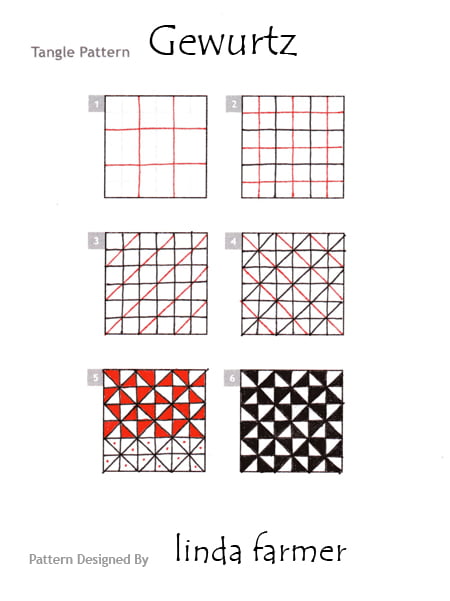 How to draw the Zentangle pattern: Gewurtz