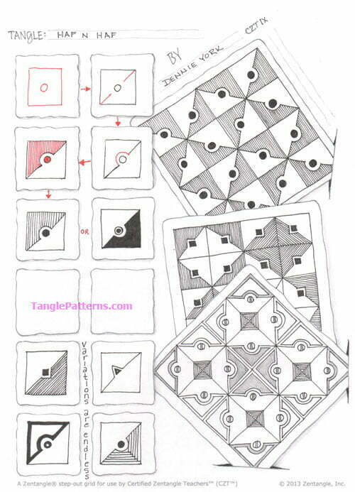 How to draw the Zentangle pattern Haf n Haf, tangle and deconstruction by Dennie York. Image copyright the artist and used with permission, ALL RIGHTS RESERVED.