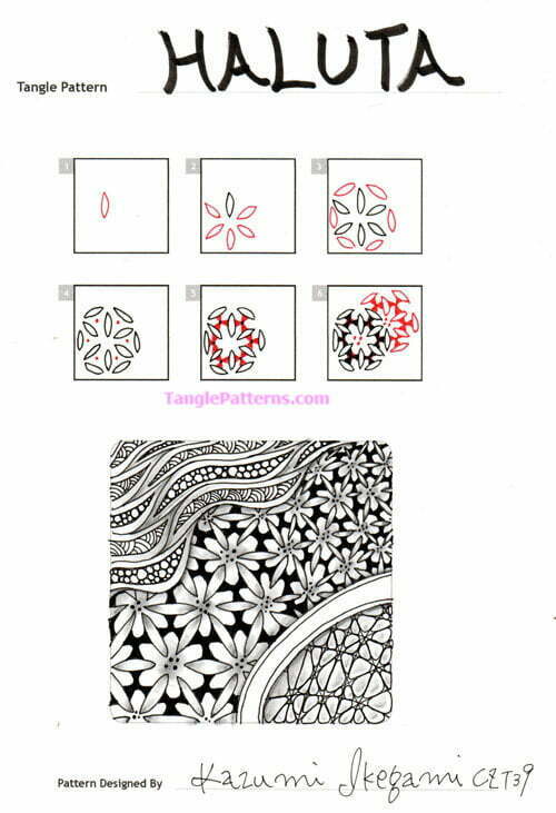 Zentangle pattern: Haluta. How to draw the Zentangle pattern Haluta, tangle and deconstruction by Kazumi Ikegami. Image copyright the artist and used with permission, ALL RIGHTS RESERVED.