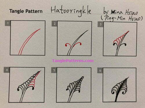 How to draw the Zentangle pattern Hatooingkle, tangle and deconstruction by Mina Hsiao. Image copyright the artist and used with permission, ALL RIGHTS RESERVED.