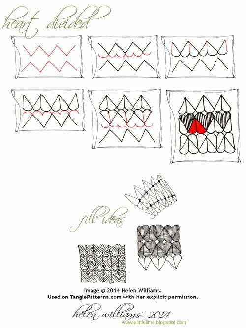 Zentangle pattern: Heart Divided.