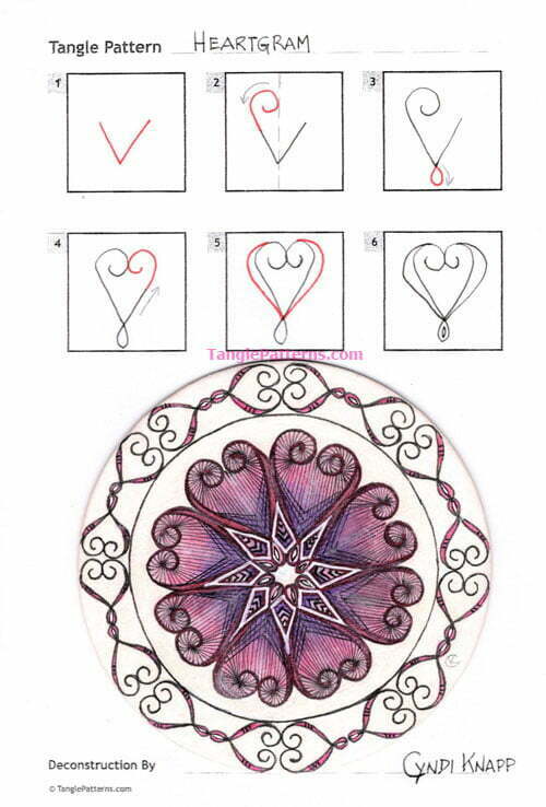 Zentangle pattern: Heartgram. Image © Linda Farmer and TanglePatterns.com. ALL RIGHTS RESERVED. You may use this image for your personal non-commercial reference only. The unauthorized pinning, reproduction or distribution of this copyrighted work is illegal.